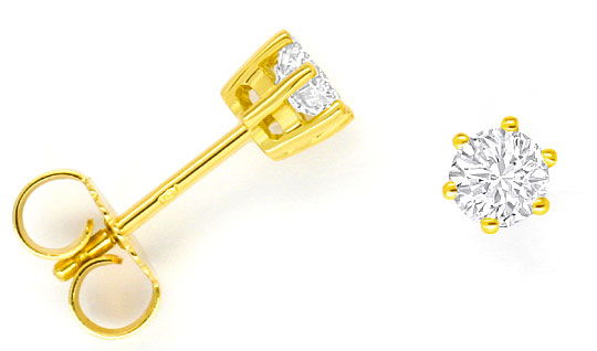 Foto 1 - Paar Diamant-Ohrstecker Brillanten 0,56 ct 18K Gelbgold, R2469